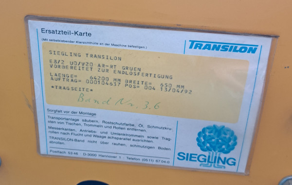 Lippert Steigband Gefälleband Gurtförderer Gurtband Förderband GF 19250+9300-750-600