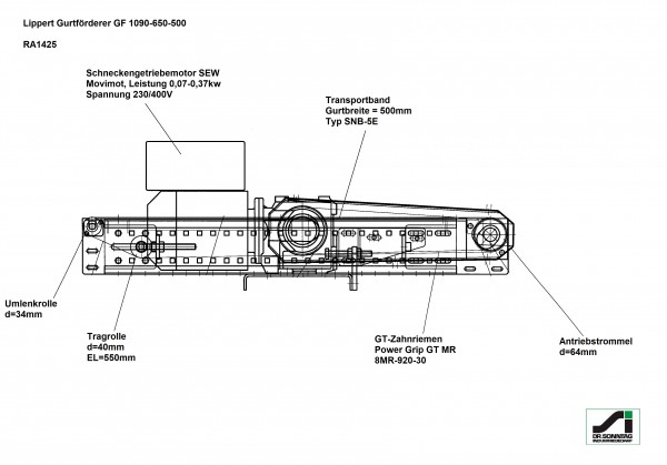 Lippert Gurtförderer Gurtband Förderband GF 1090-650-500