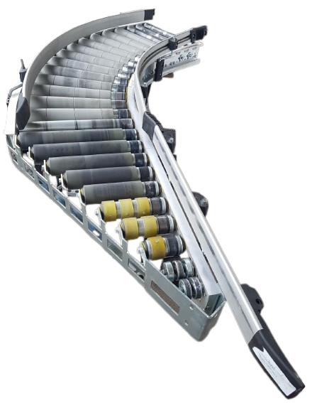 TGW curved roller conveyor 45° driven + insertion unit 480-400-345 IR1050
