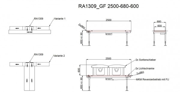 Kannegiesser belt conveyor belt conveyor with DUO-Pusher GF 2500-680-600