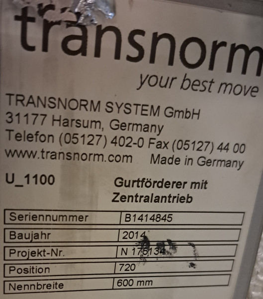 Transnorm Gurtförderer Gurtband Förderband GF 21100-700-600