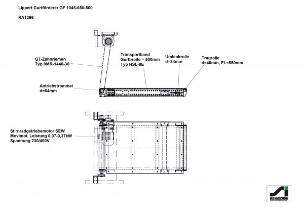Lippert Gurtförderer Klappband GF Weiche 1045-650-500