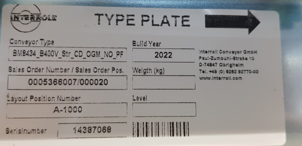 Interroll Steigband Gefälleband mit Vorlaufband Förderband GF 4692 (810+175+2800+890)-690-580