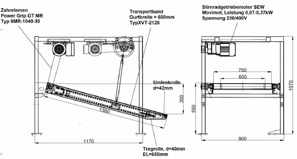 Lippert Belt Conveyor Folding Switch track 1360-750-600