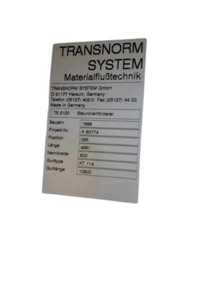 Transnorm roller conveyor 3800-900-855