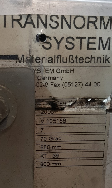 Transnorm belt curve conveyor right GKF70°-730-550 IR600