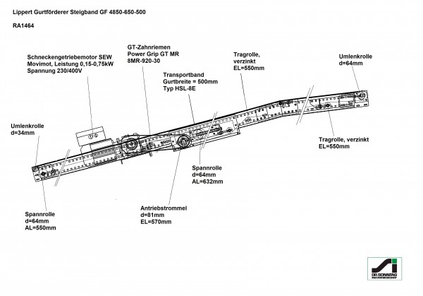 Lippert Belt Conveyor Riser Belt Conveyor GF 4850-650-500