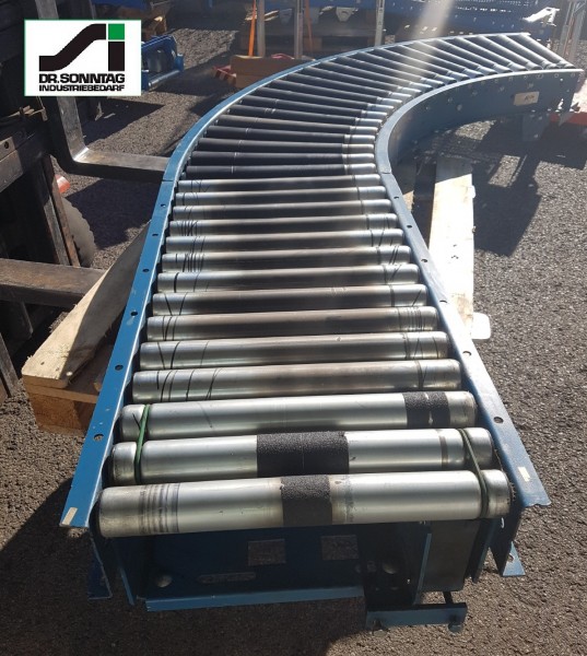 Dematic curved roller conveyor 90° left driven + straight section 500-440 IR765 + 880-500-440