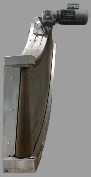 Transnorm spiral helix belt curve conveyor left 90°-825-600 IR600