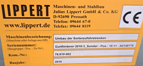 Lippert Gurtförderer Gurtband Förderband GF 15980-750-600