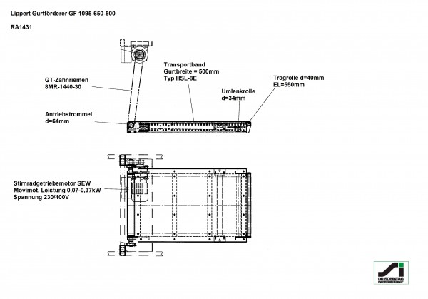 Lippert belt conveyor belt conveyor GF 1095-650-500