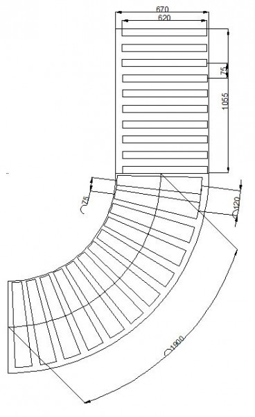 Budde Rollenkurve rechts oder Links plus Band mit Klappfunktion 90°-670-620 IR795