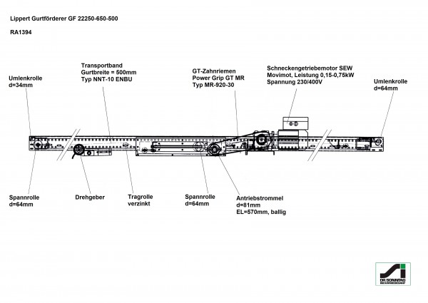 Lippert Gurtförderer Gurtband Förderband GF 10250-650-500