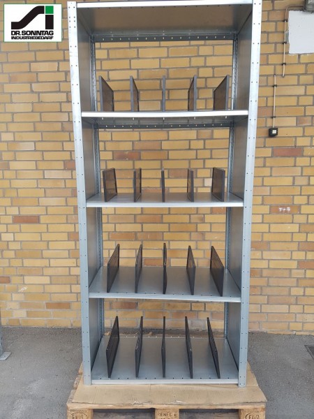 Dexion shelving rack row 5 fields incl. dividers NORA 5000/2300-1000-500