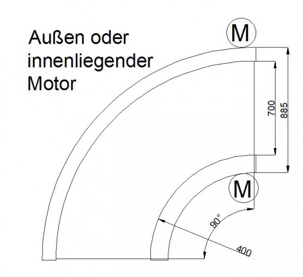 Transnorm Gurtkurve Förderer rechts 90°-885-700-IR400