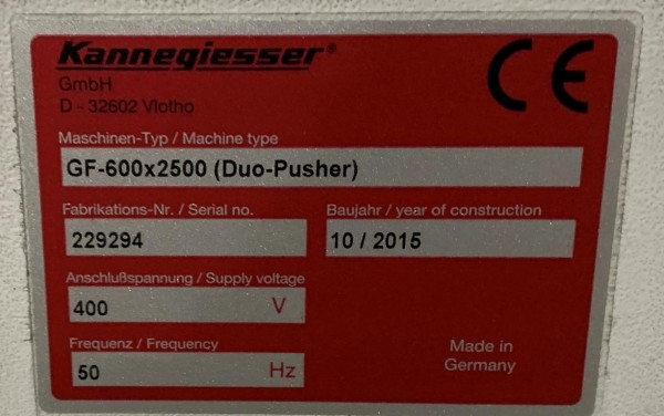 Kannegiesser belt conveyor belt conveyor with DUO-Pusher GF 2500-680-600