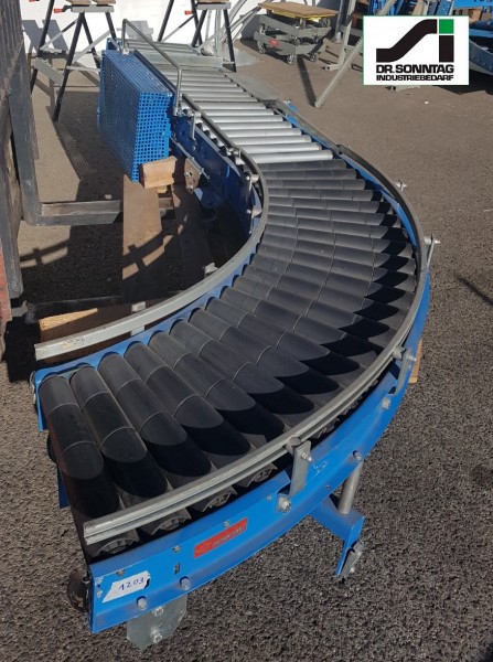Schulz roller curve conveyor left with straight section and pusher 90°-450-390 IR795 +1600-450-390