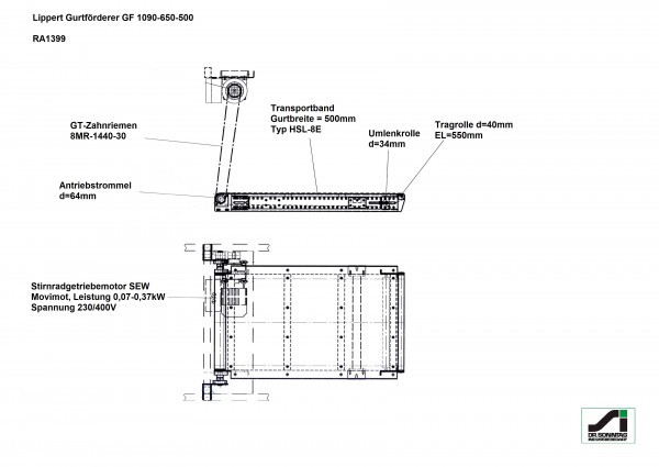 Lippert Gurtförderer Klappband Weiche GF 1090-650-500