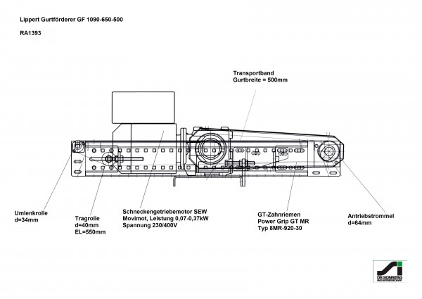 Lippert belt conveyor belt conveyor GF 1090-650-500