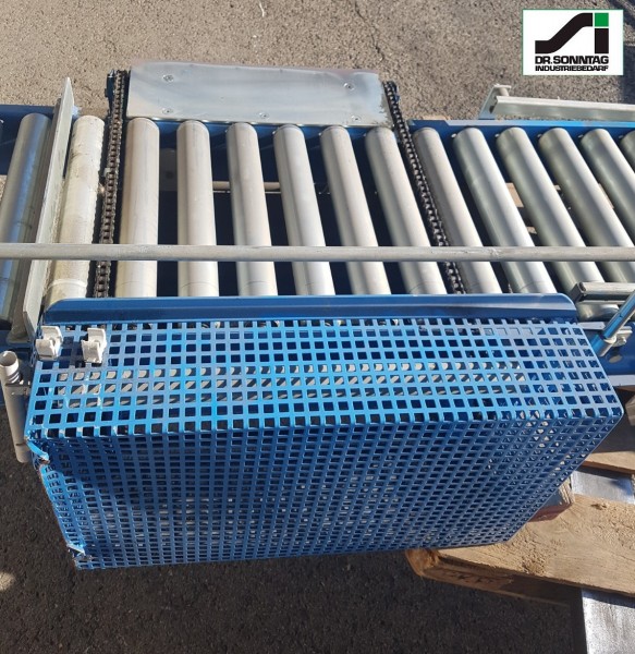 Schulz roller curve conveyor left with straight section and pusher 90°-450-390 IR795 +1600-450-390