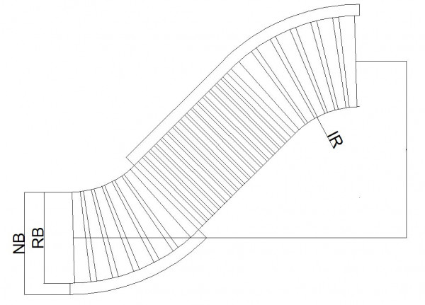 Transnorm Rollen-Kurvenkombination rechts und Links 45°-1200-900-800 IR800 1551 mm