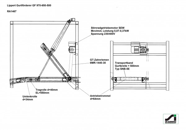 Lippert belt conveyor belt conveyor GF 970-650-500
