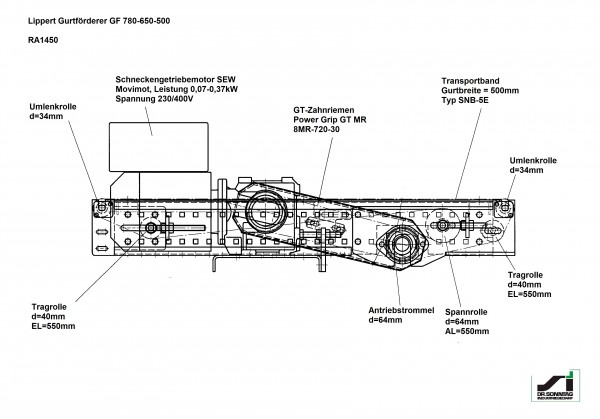 Lippert belt conveyor belt conveyor GF 780-650-500