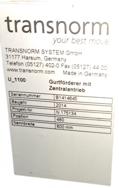 Transnorm belt conveyor GF 22980-700-600