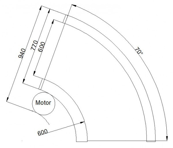 Transnorm Gurtkurvenförderer links GKF 70°-770-600 IR600