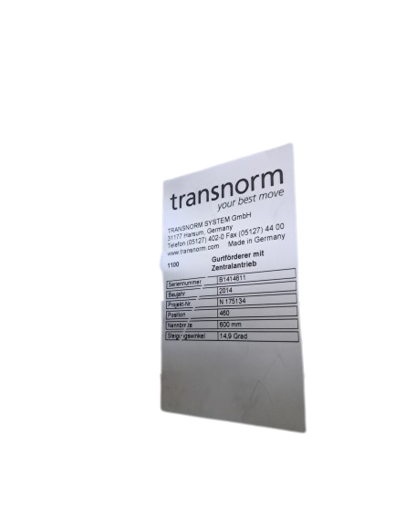 Transnorm Rising falling Incline belt conveyor with leading belt GF 1300+6000+1900-700-600