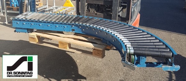 Dematic curved roller conveyor 90° left driven + straight section 500-440 IR765 + 880-500-440