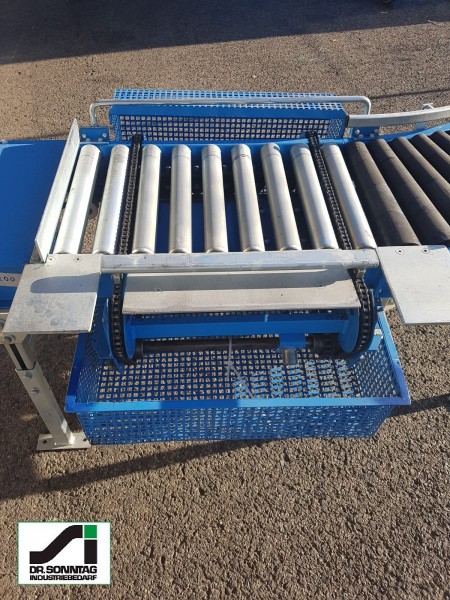 Schulz roller curve conveyor right with straight section and pusher 90°-450-390 IR795+650-450-390