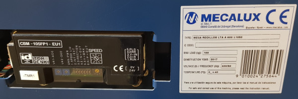 Mecalux transfer roller conveyor slider 24V 90° 1050-815-730