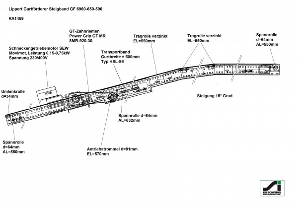 Lippert Gurtförderer Steigband Gurtband Förderband GF 6960-650-500