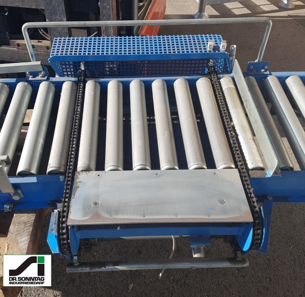 Schulz roller curve conveyor left with straight section and pusher 90°-450-390 IR795 +1600-450-390