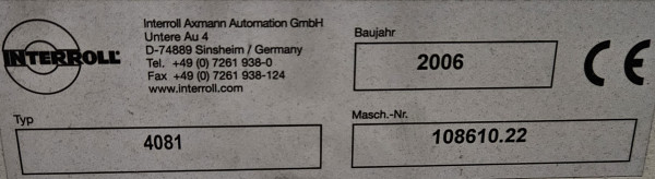 Interroll belt conveyor belt conveyor GF 4500-600-500