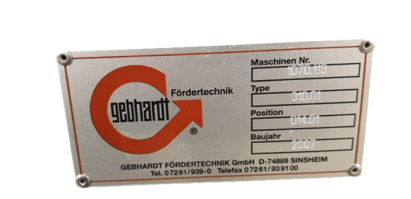 Gebhardt roller conveyor turnout sorter switch diverter ejector 45° 2400-1300-550
