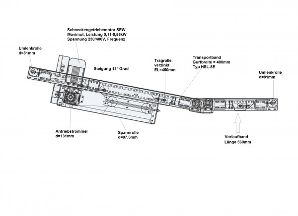 Lippert Belt Conveyor Riser Belt Conveyor GF 1995-550-400