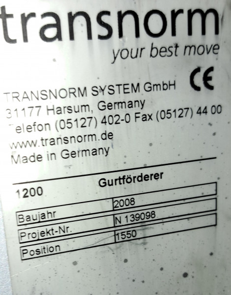 Transnorm conveyor belt GF 2600-600-500