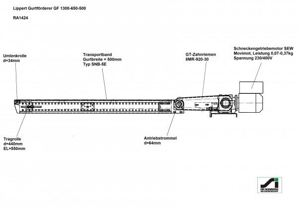 Lippert belt conveyor belt conveyor GF 1300-650-500