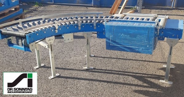 Schulz roller curve conveyor right with straight section and pusher 90°-450-390 IR795+650-450-390