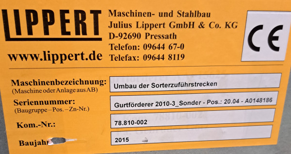 Lippert belt conveyor GF 15320-750-600