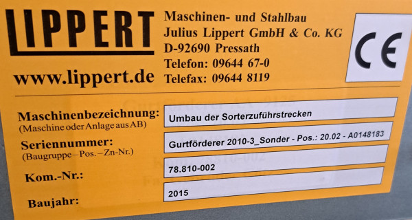 Lippert Gurtförderer Gurtband Förderband GF 8730-770-650