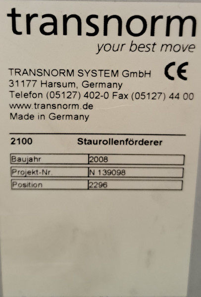 Transnorm Rollenbahn Rollenförderer 3170-900-850