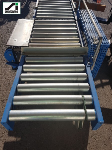 Schulz roller curve conveyor left with straight section and pusher 90°-450-390 IR795 +1600-450-390