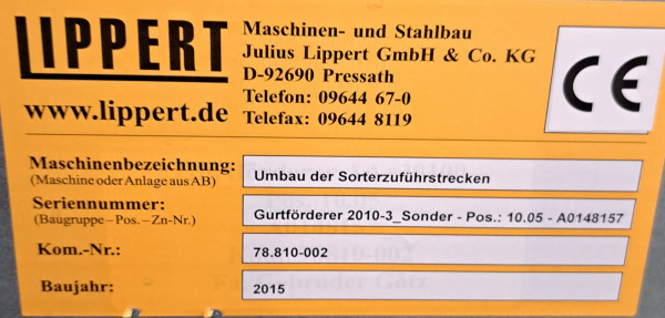 Lippert belt conveyor GF 20430-750-600