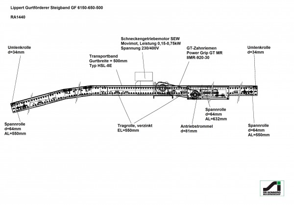 Lippert Gurtförderer Steigband Gurtband Förderband GF 6150-650-500