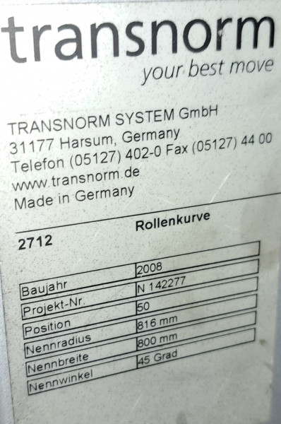 Transnorm Schrägzulauf Ausschleußer Einschleußer Rollenzwickel 45°/90°-900-800
