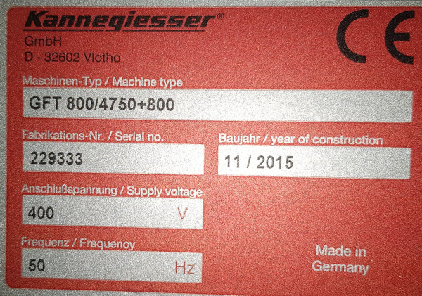 Kannegiesser Telescopic conveyor belt 4750+800-885-750