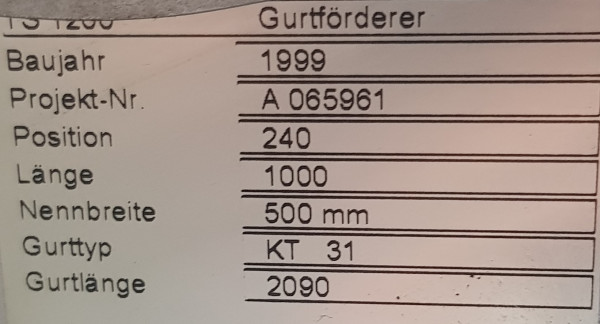 Transnorm belt conveyor belt conveyor GF 1000-600-500